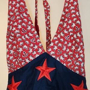 Red and Blue Star Patterned Crop Top
